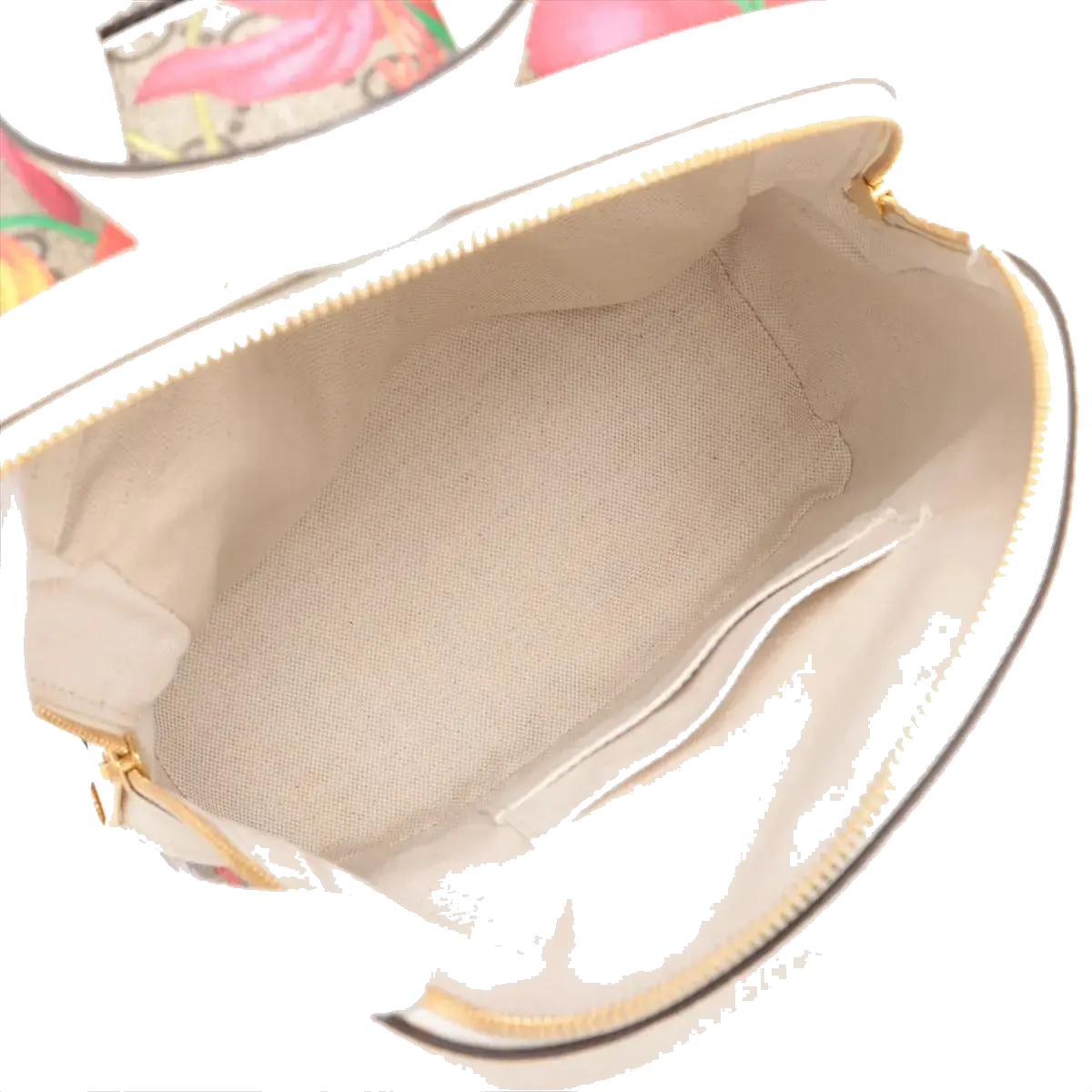 Pre-Loved Ophidia GG Flora Backpack Monogram Coated Canvas Small with Gold Hardware, Beige Ebony with Floral Multicolor