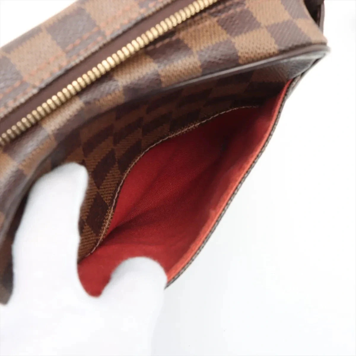 Pre-Loved Olav PM Crossbody Bag Damier Canvas Coated with Gold Hardware PM, Brown