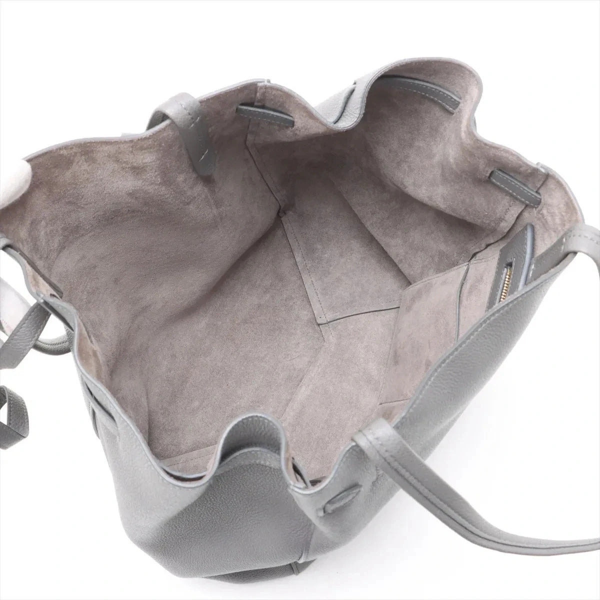 Pre-Loved Cabas Phantom Tote Leather Small with Gold Hardware, Gray