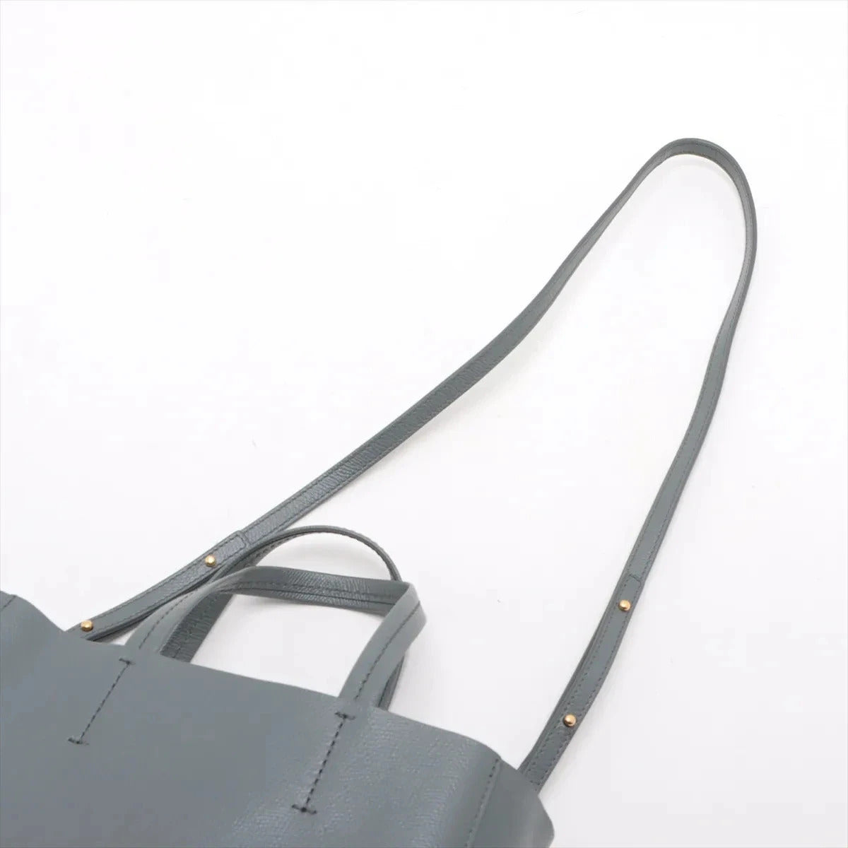 Pre-Loved Cabas Tote Leather Small with Gold Hardware, Gray and Blue
