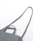 Pre-Loved Cabas Tote Leather Small with Gold Hardware, Gray and Blue