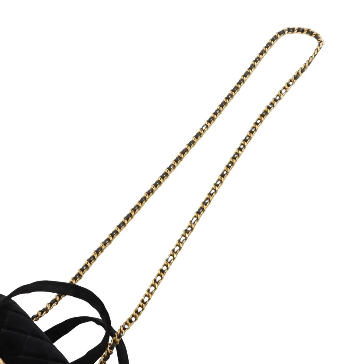 Pre-Loved Bowling Bag Handbag Quilted Velvet Mini with Aged Gold Hardware, Black