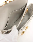 Pre-Loved Triomphe Shoulder Bag Leather Teen with Gold Hardware, White