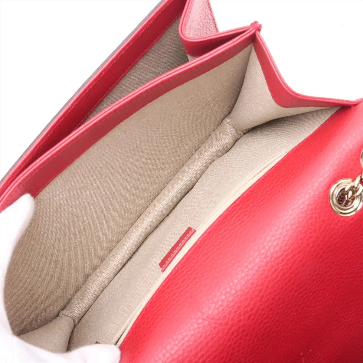Pre-Loved Interlocking G Crossbody Bag Plain Leather with Gold Hardware Small, Red