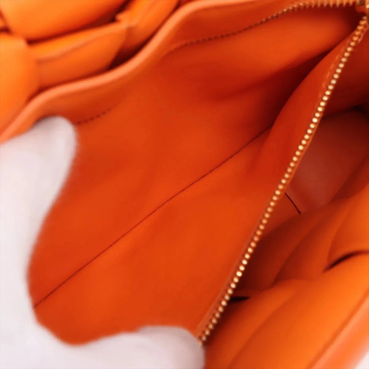 Pre-Loved Padded Cassette Crossbody Bag Intrecciato Leather with Gold Hardware, Orange