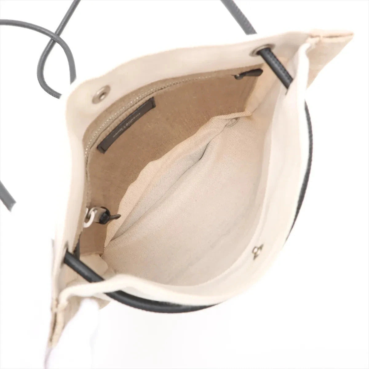 Pre-Loved Université Flat Crossbody Pouch Crossbody Bag Plain Canvas with Silver Hardware, Beige