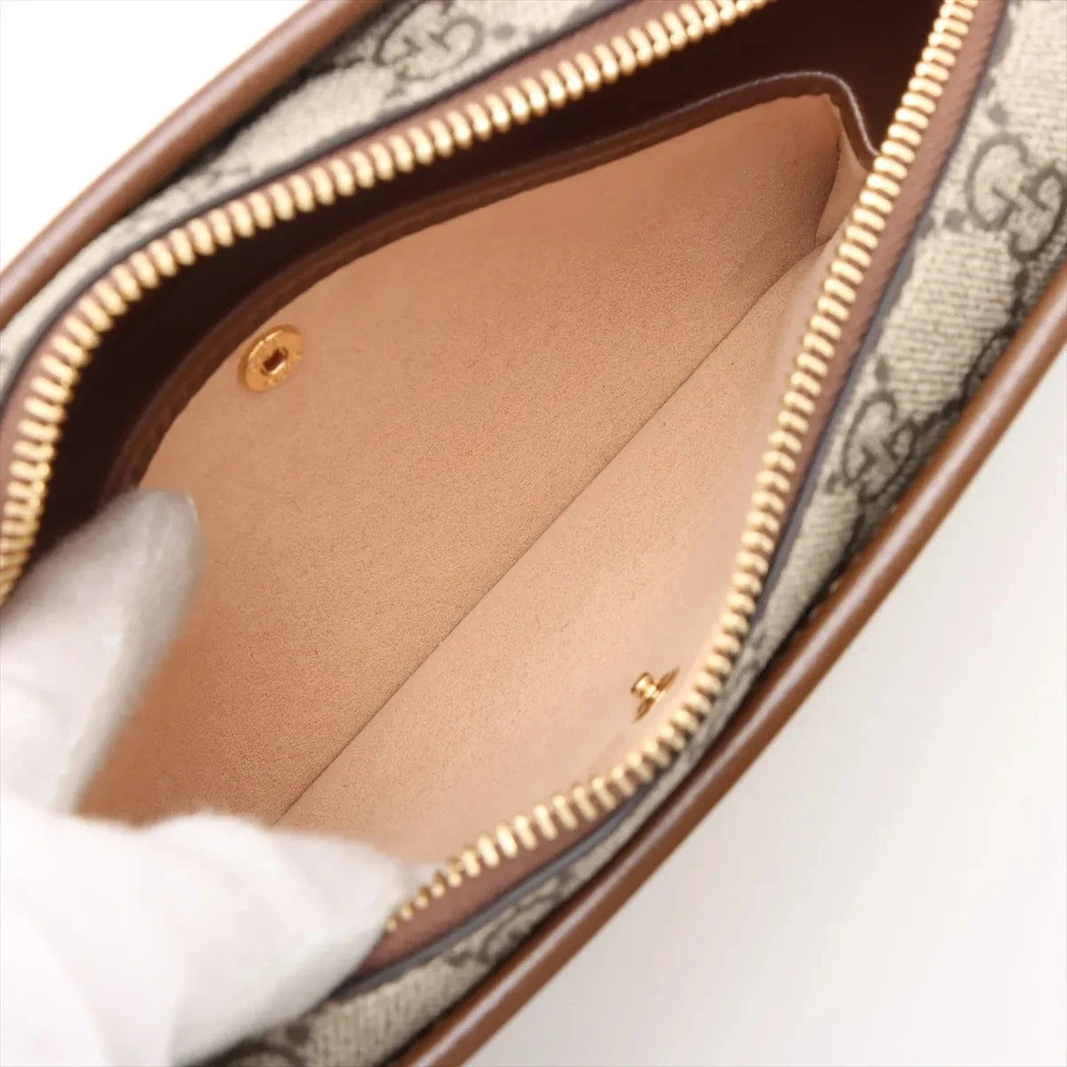 Pre-Loved GG Retro Interlocking G Camera Bag Crossbody Bag GG Supreme Coated Canvas Mini with Gold Hardware, Beige and Ebony