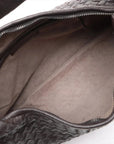 Pre-Loved Veneta Shoulder Bag Intrecciato Leather Medium with Gunmetal Hardware, Dark Brown