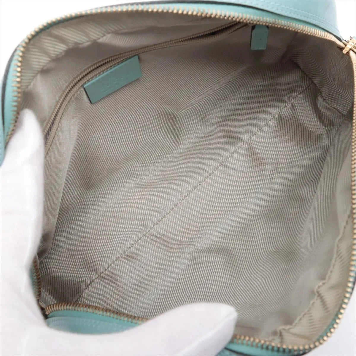 Pre-Loved Boston Handbag Microguccissima Leather Small with Gold Hardware, Light Blue