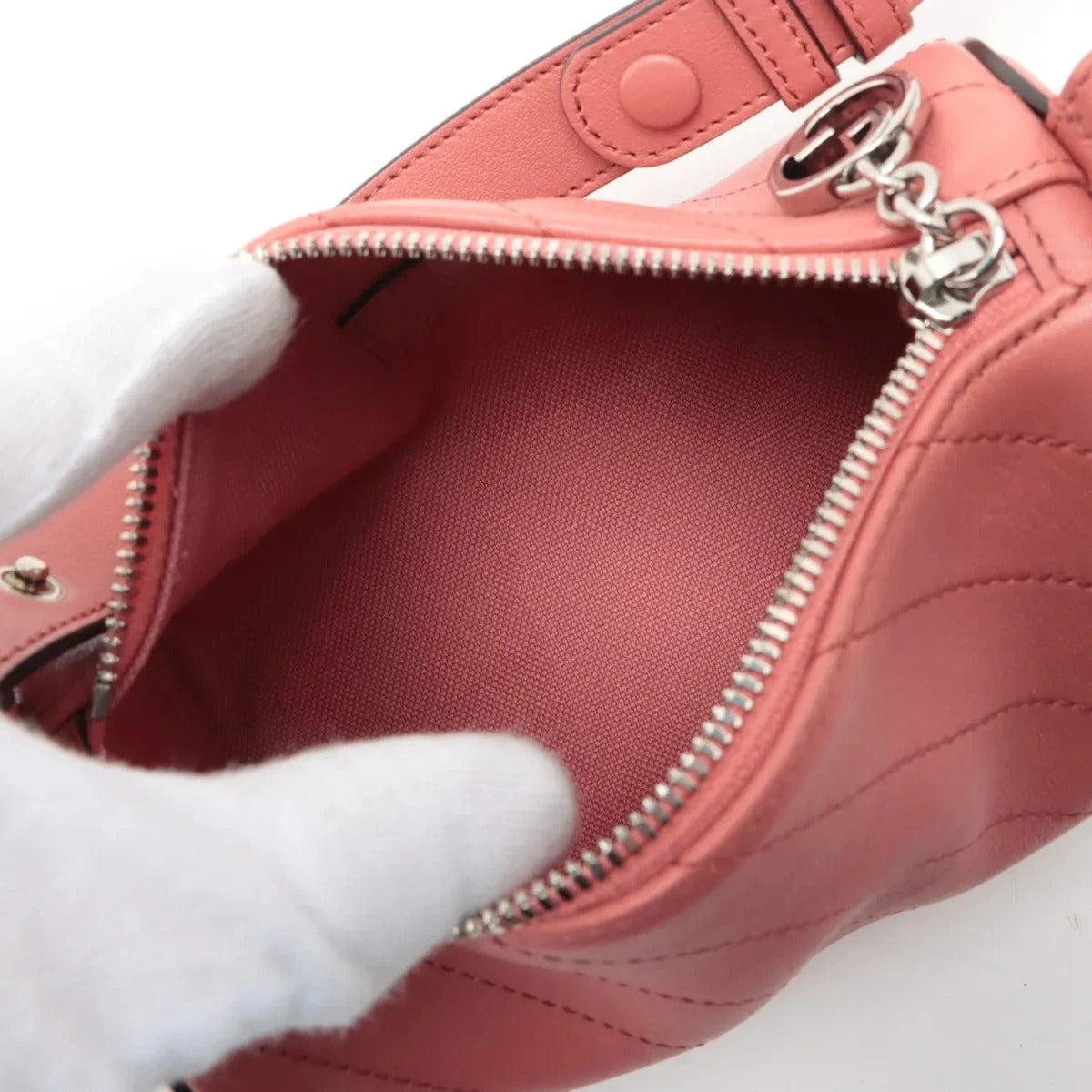 Pre-Loved Blondie Mini Barrel Shoulder Bag Leather Mini with Silver Hardware, Pink