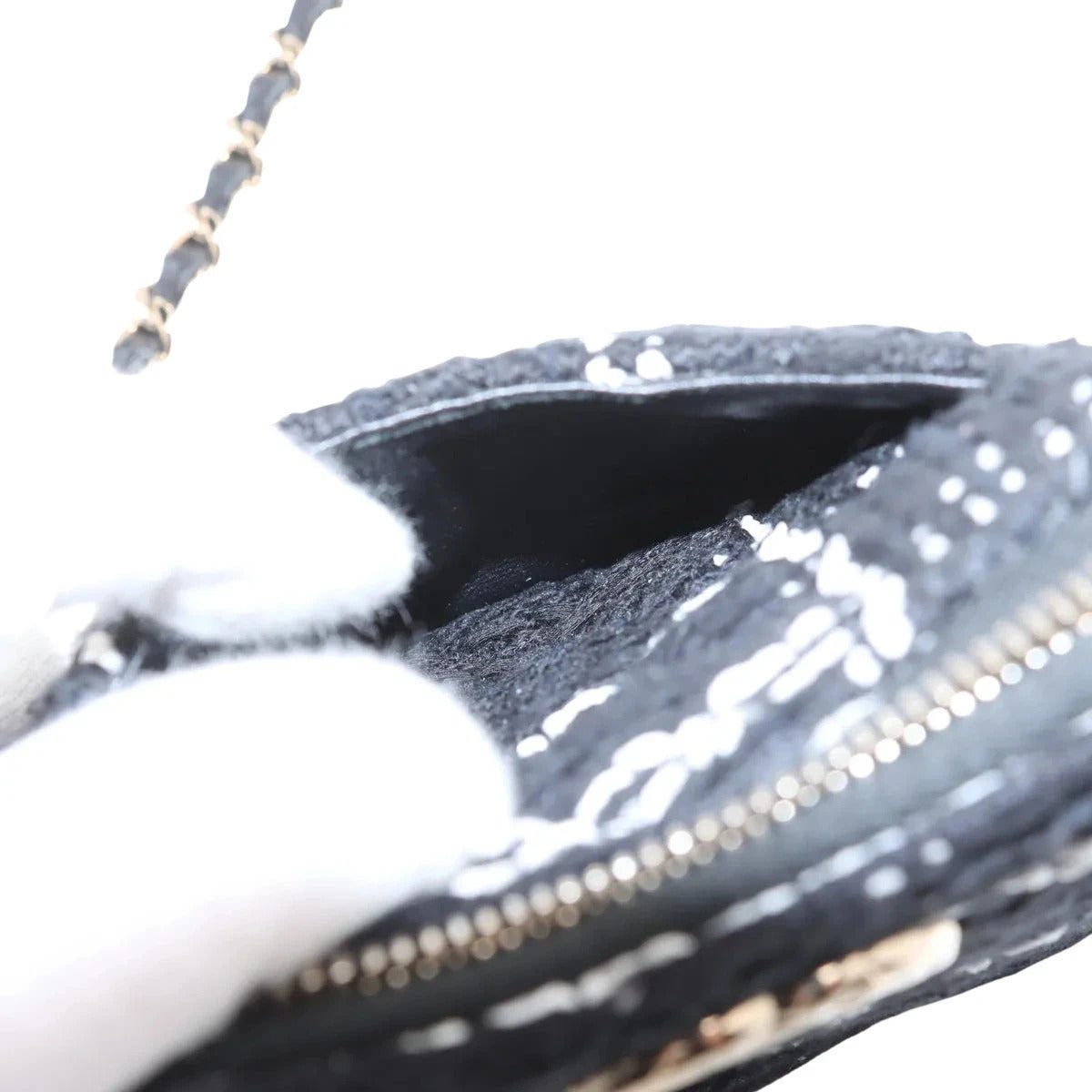 Pre-Loved Camera Bag Crossbody Bag Plaid Tweed Mini with Gold Hardware, Black and White