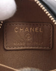 Pre-Loved Pearl Round Clutch with Chain Crossbody Bag Quilted Leather Mini with Aged Gold Hardware, Black