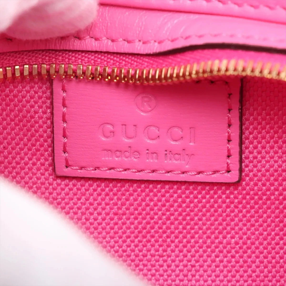 Pre-Loved Moon Side GG Mini Shoulder Bag Monogram Coated Canvas Mini with Gold Hardware, Pink
