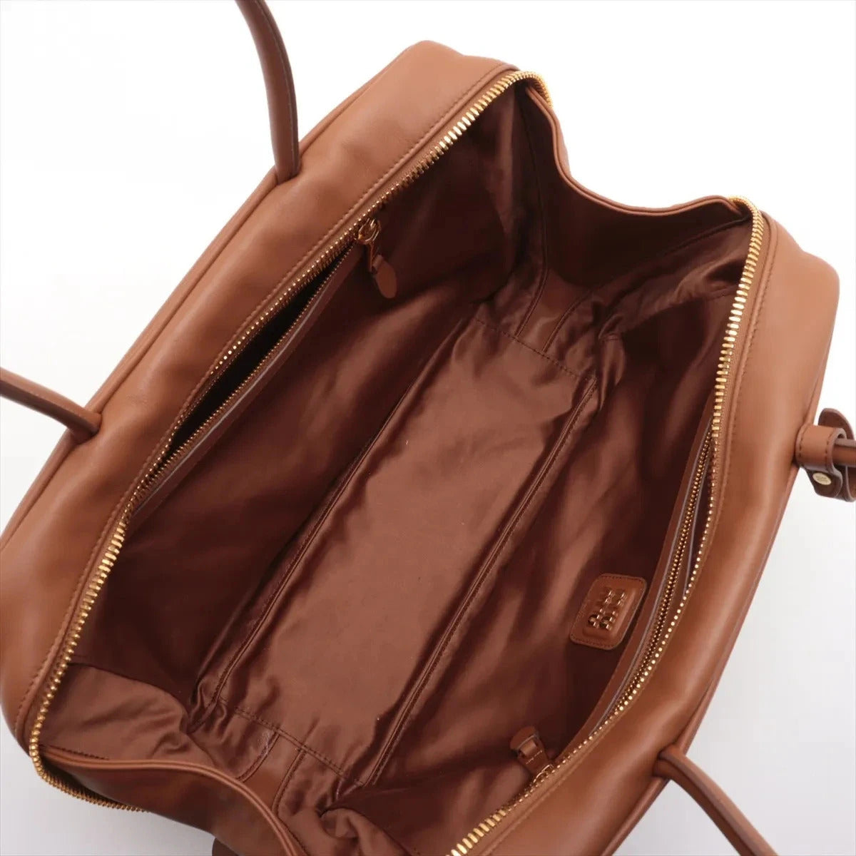 Pre-Loved Bowling Bag Handbag Leather with Gold Hardware, Brown