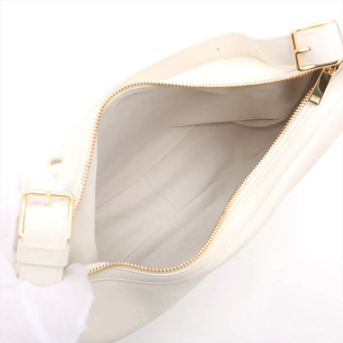 Pre-Loved Heritage Triomphe Hobo Shoulder Bag Leather with Gold Hardware, Cream