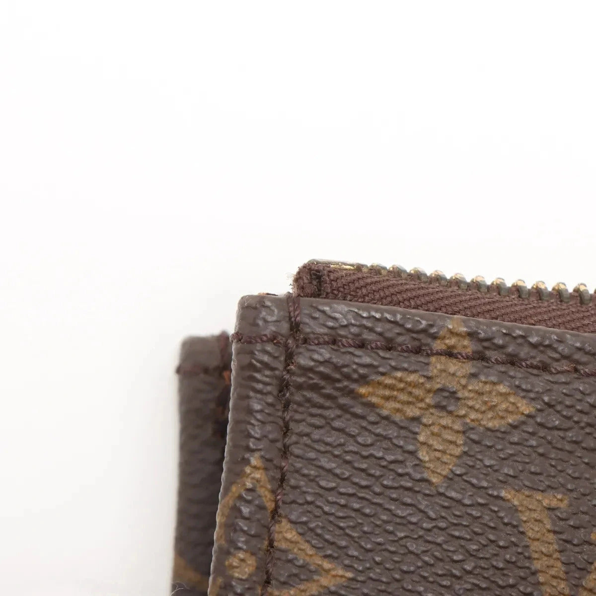 Pre-Loved Poche Documents Clutch Monogram Coated Canvas with Gold Hardware, Brown