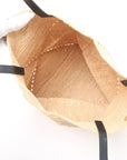 Pre-Loved Puzzle Fold Tote Tote Raffia Medium with Gold Hardware, Natural
