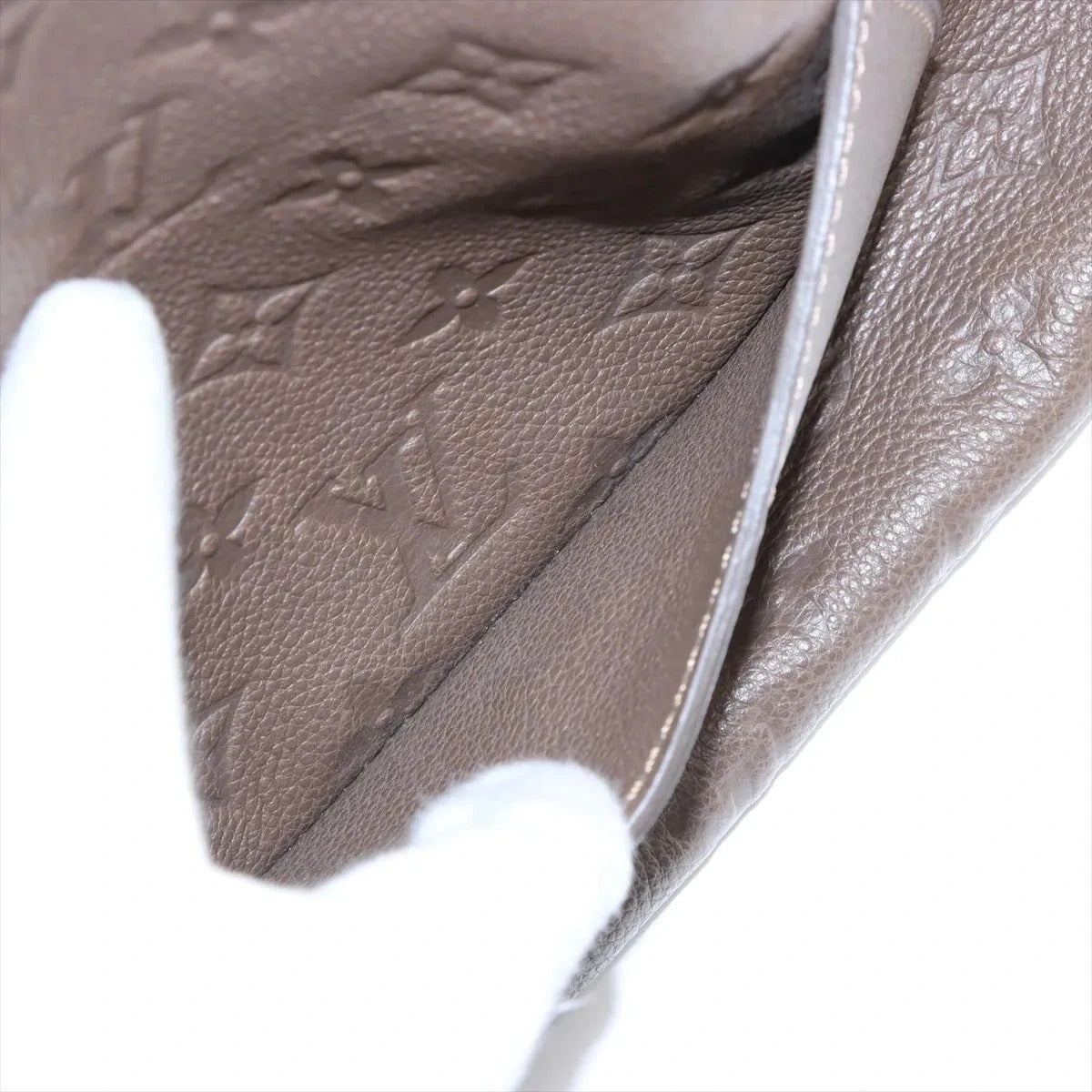 Pre-Loved Petillante Clutch Monogram Leather with Gold Hardware, Taupe