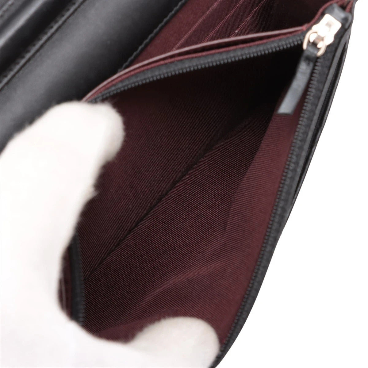 Pre-Loved Wallet on Chain Crossbody Bag Quilted Leather with Silver Hardware, Black