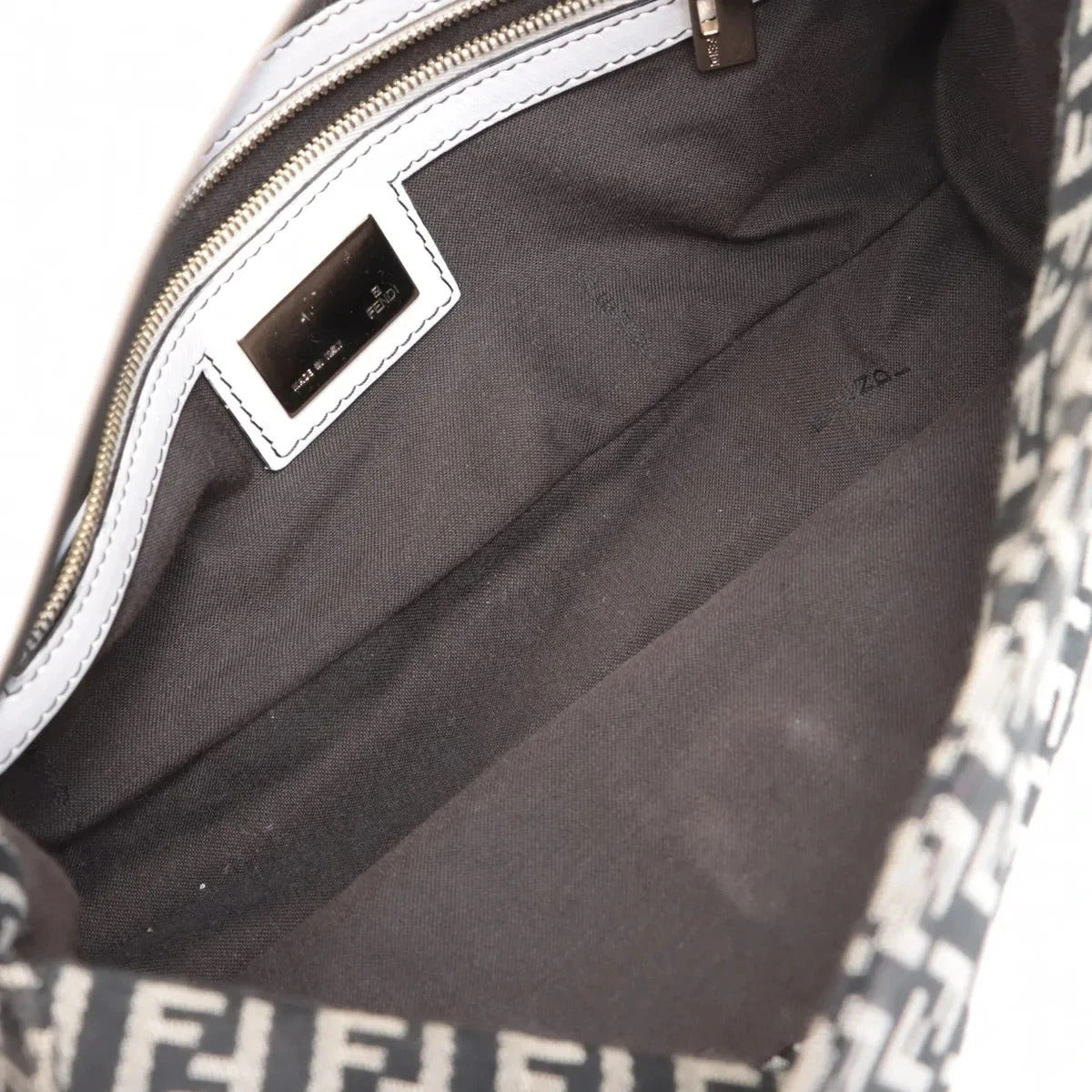 Pre-Loved Mamma Baguette Shoulder Bag Zucchino Coated Canvas with Gold Hardware, Black and Grey