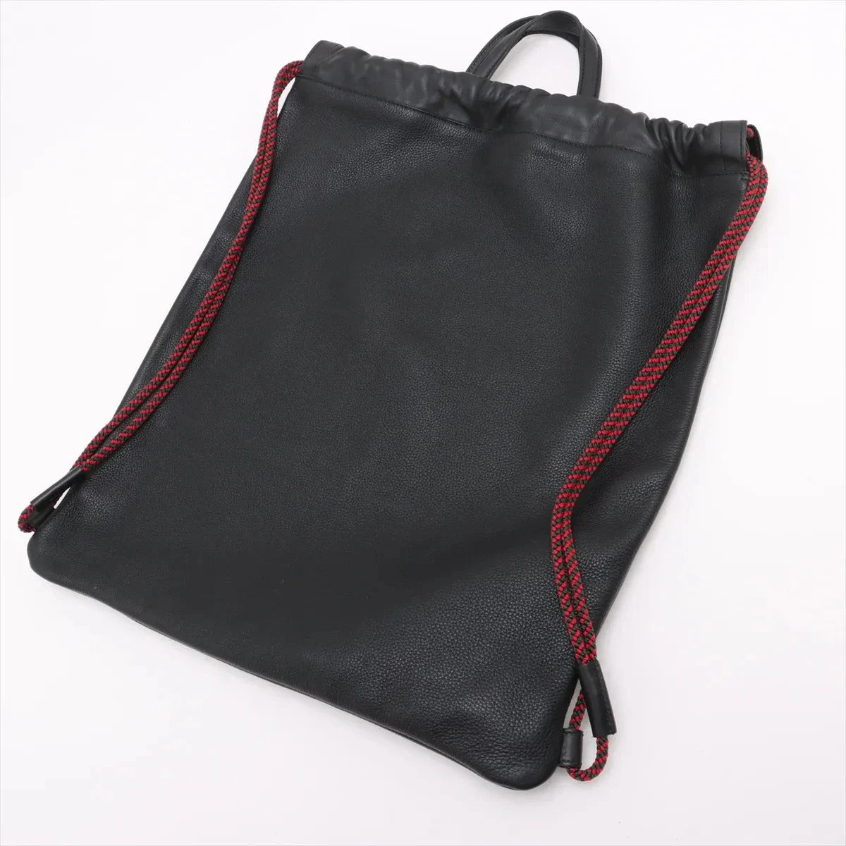 Pre-Loved Logo Print Drawstring Backpack Leather Medium with Black Hardware, Black