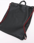 Pre-Loved Logo Print Drawstring Backpack Leather Medium with Black Hardware, Black