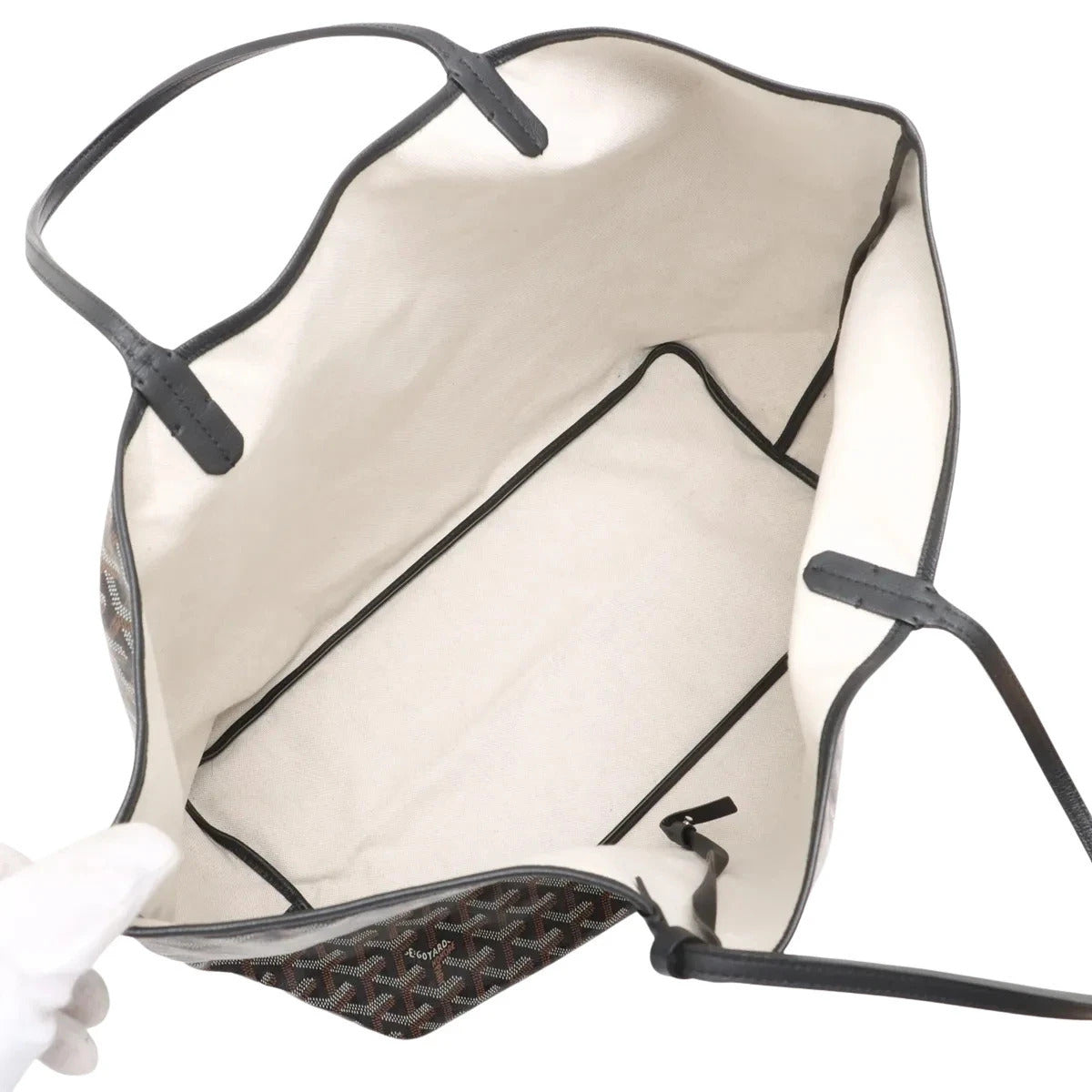 Pre-Loved Saint Louis Tote Goyardine Coated Canvas GM with Black Hardware, Black