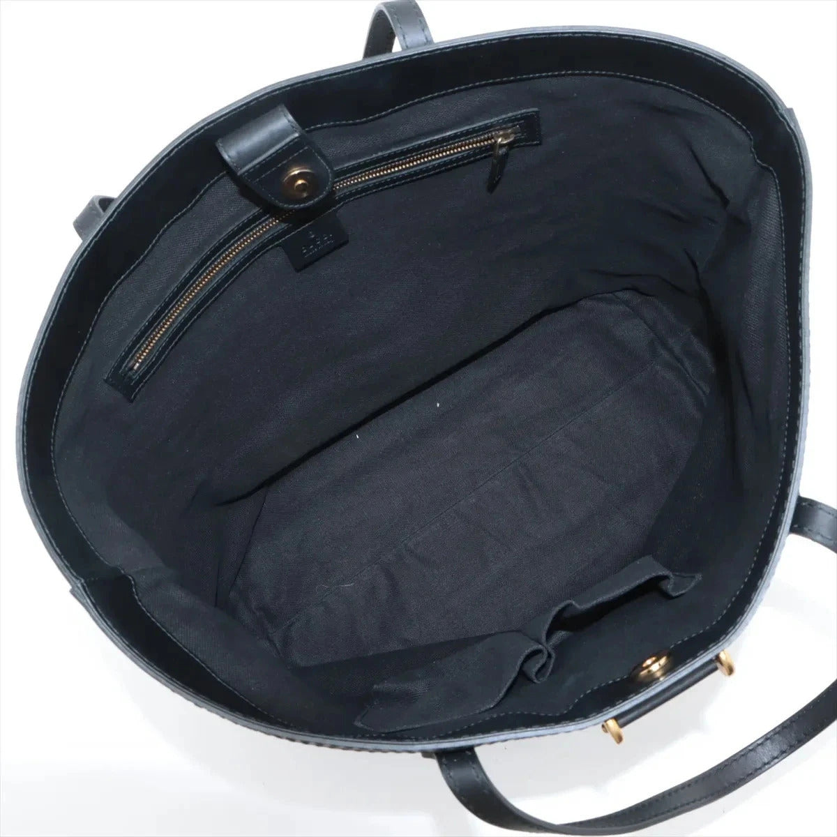 Pre-Loved Stirrup Tote Floral Suede Large with Gold Hardware, Black