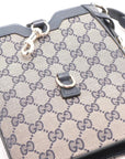 Pre-Loved GG Canvas Bucket Bag Crossbody Bag GG Monogram Coated Canvas Mini with Gold Hardware, Navy / Beige