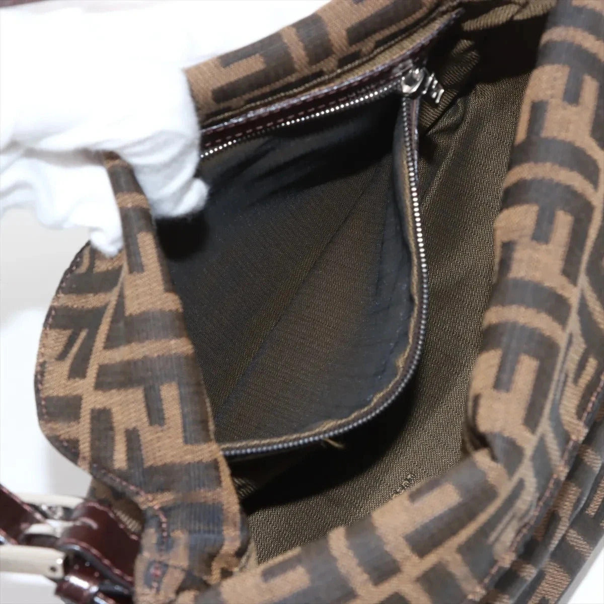 Pre-Loved Mamma Baguette Shoulder Bag Zucca Coated Canvas with Silver Hardware, Brown
