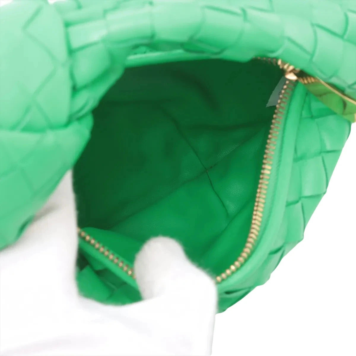Pre-Loved Jodie Handbag Intrecciato Leather Mini with Gold Hardware, Green