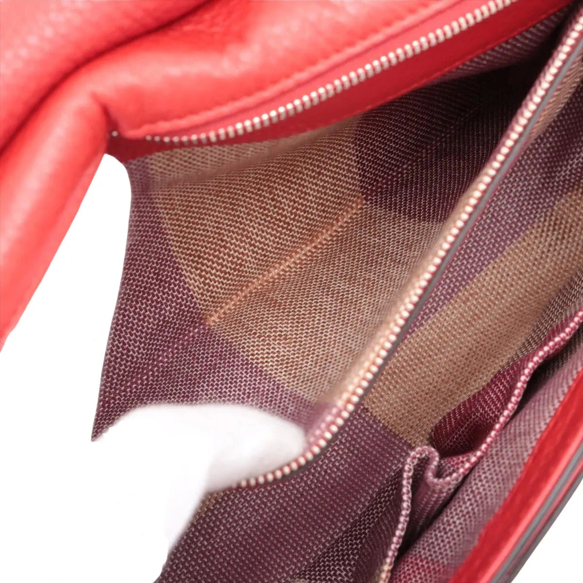 Pre-Loved Bamboo Daily Flap Crossbody Bag Leather with Silver Hardware, Red