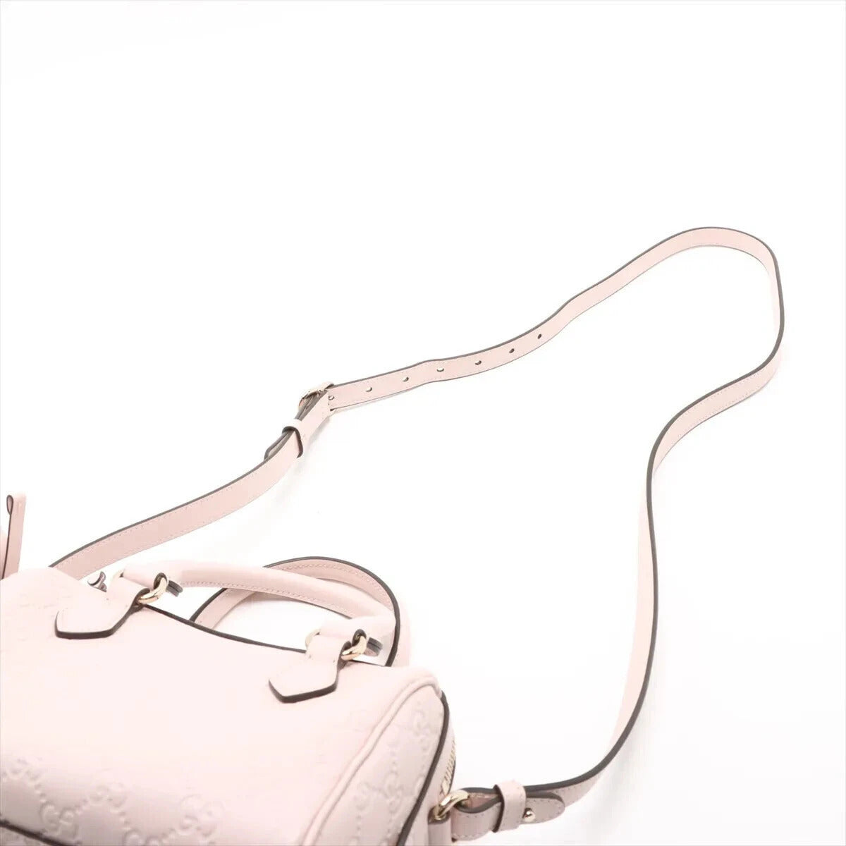 Pre-Loved Boston Bag Handbag Guccissima Leather Mini with Gold Hardware, Light Pink