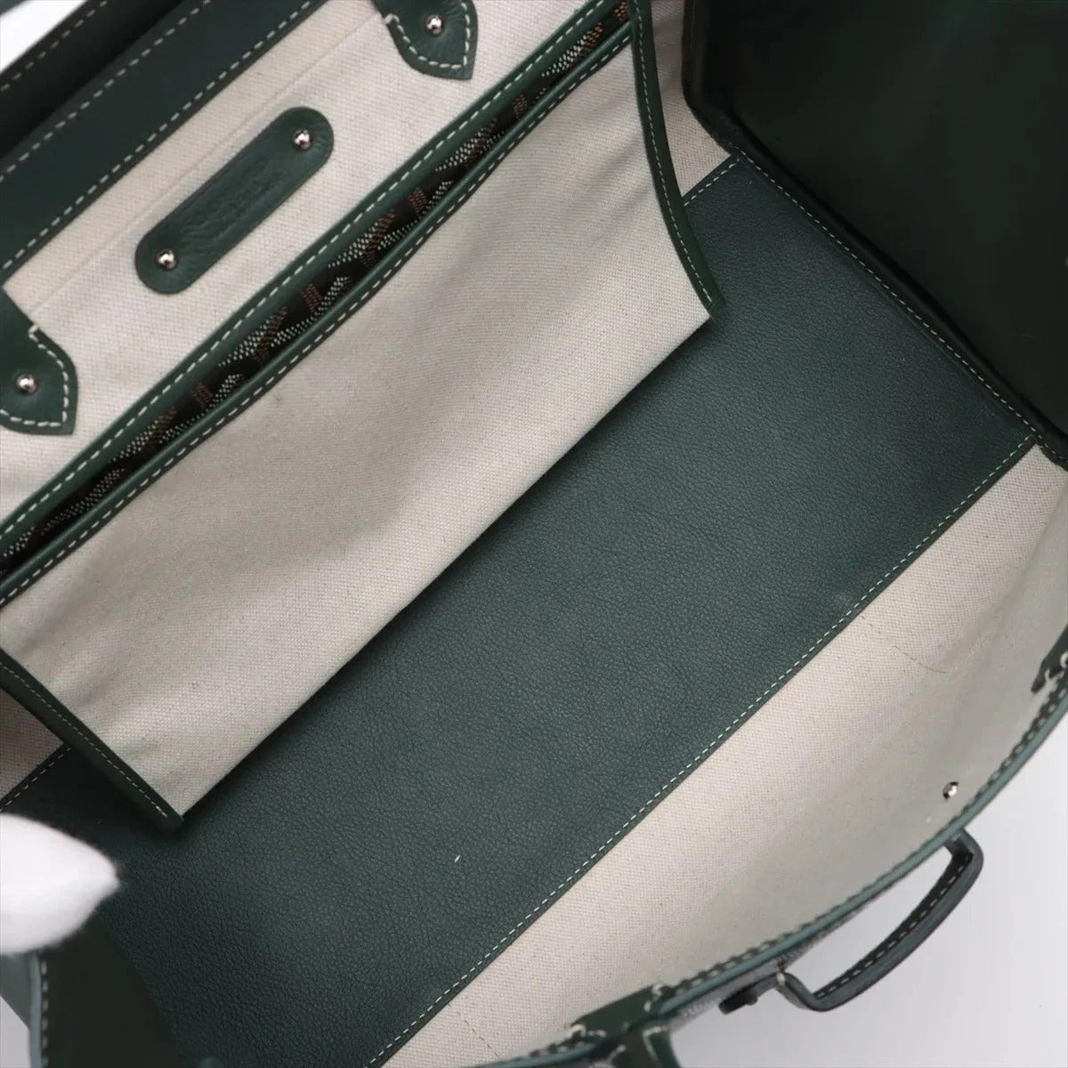 Pre-Loved Saïgon Souple Tote Goyardine Coated Canvas MM with Silver Hardware, Green