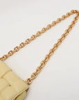 Pre-Loved Chain Cassette Shoulder Bag Intrecciato Leather with Gold Hardware, Pale Yellow