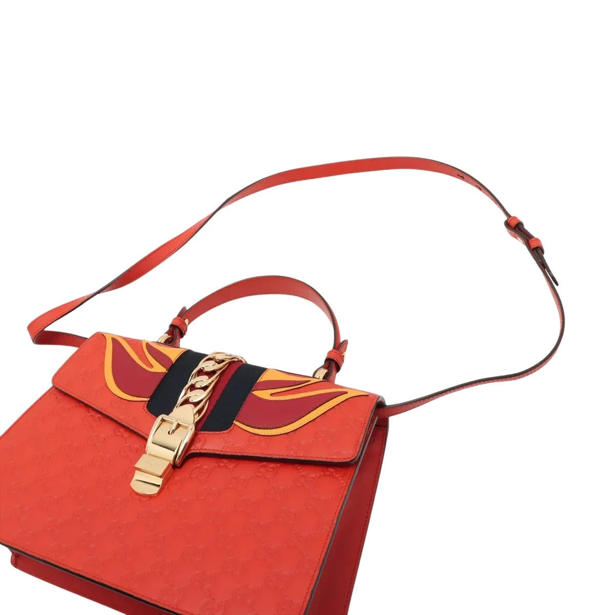 Pre-Loved Sylvie Handbag Monogram Leather Medium with Gold Hardware, Red