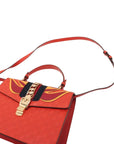 Pre-Loved Sylvie Handbag Monogram Leather Medium with Gold Hardware, Red