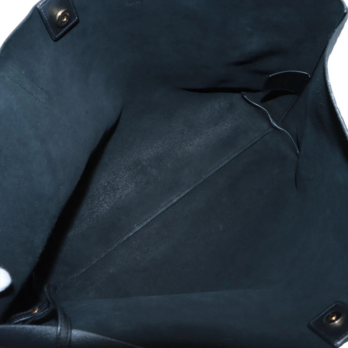 Pre-Loved Shopping Tote Leather with Gold Hardware, Black