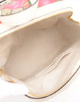Pre-Loved Ophidia GG Flora Backpack Monogram Coated Canvas Small with Gold Hardware, Beige Ebony with Floral Multicolor