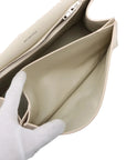 Pre-Loved Crush Sling Shoulder Bag Leather Small with Silver Hardware, Cream
