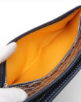 Pre-Loved Jouvence Toiletry Pouch Clutch Goyardine Chevron Coated Canvas MM with Silver Hardware, Navy Blue