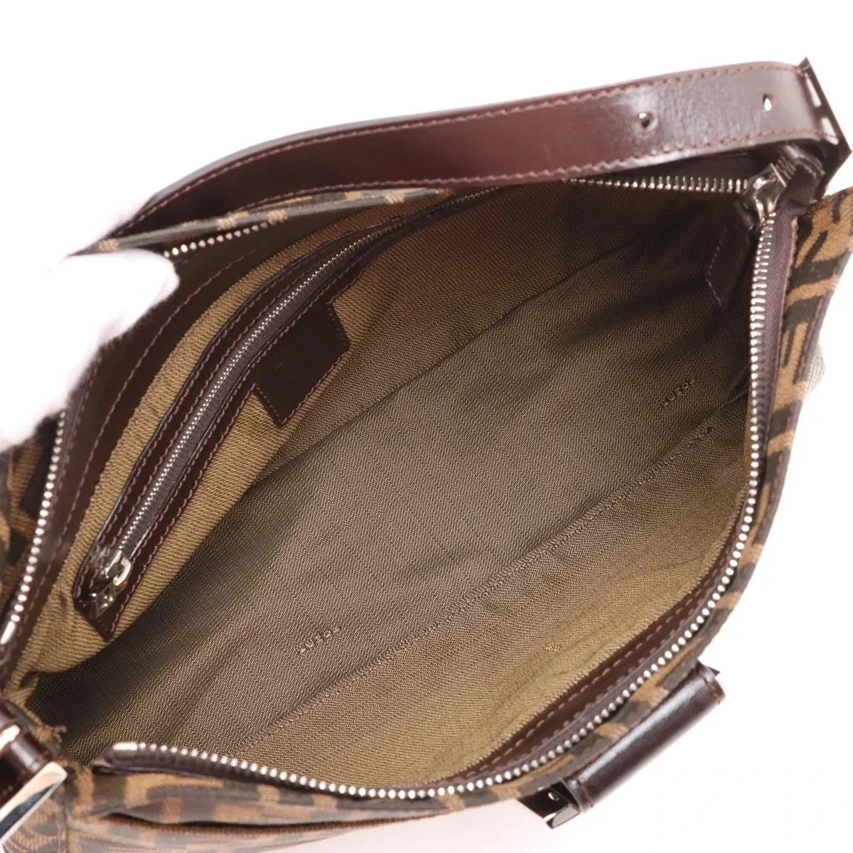 Pre-Loved Mamma Baguette Shoulder Bag Zucca Coated Canvas with Silver Hardware, Brown