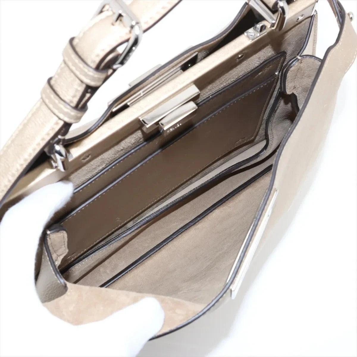 Pre-Loved Peekaboo Handbag Leather with Silver Hardware, Metallic Gold