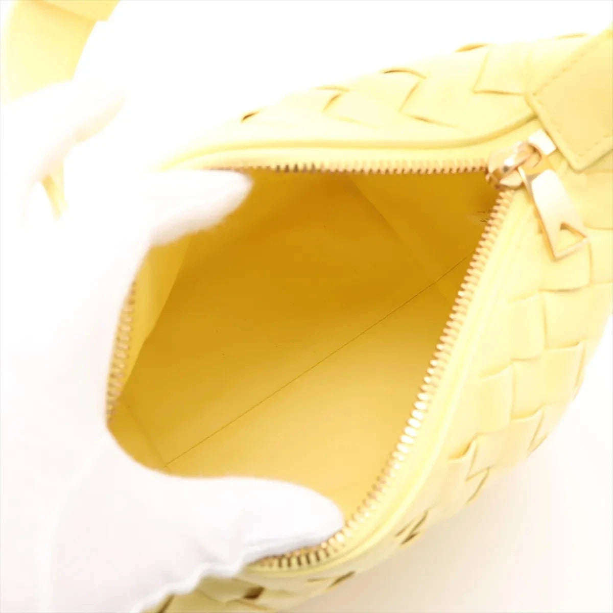 Pre-Loved Wallace Shoulder Bag Intrecciato Leather Small with Gold Hardware, Yellow