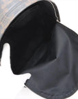 Pre-Loved Triomphe Backpack Triomphe Coated Canvas with Silver Hardware, Black and Brown