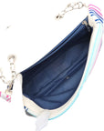 Pre-Loved Coco Stripe Flap Shoulder Bag Striped Canvas with Silver Hardware, Multicolor