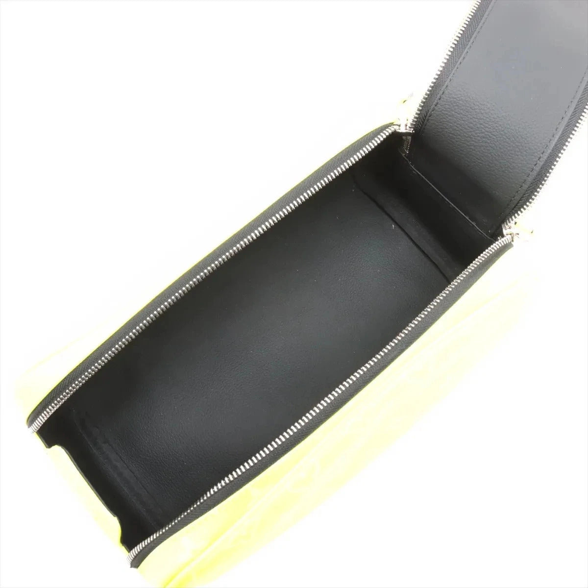 Pre-Loved Dopp Kit Pochette Monogram Coated Canvas with Silver Hardware, Neon Yellow