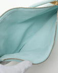 Pre-Loved Knot Shoulder Bag Suede Small with Gold Hardware, Light Blue