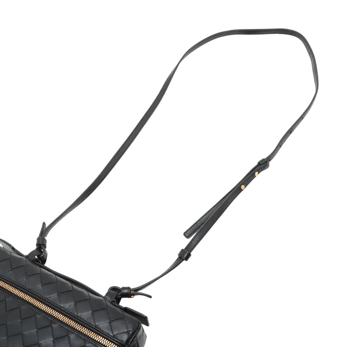 Pre-Loved Intrecciato Camera Bag Crossbody Bag Intrecciato Leather Small with Gold Hardware, Black
