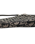 Pre-Loved Saddle Pochette Oblique Canvas Mini with Silver Hardware, Navy and Grey